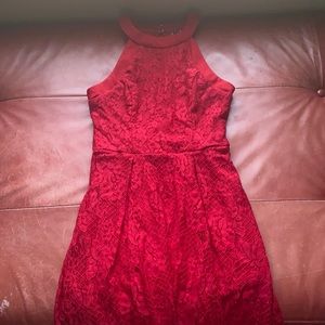 Red laced with satin dress